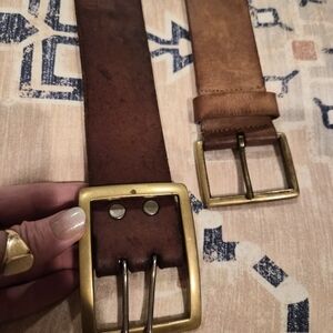 Fossil Brown Leather Belt with Gold Buckle